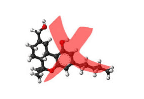 THC chemical composition with red x over it