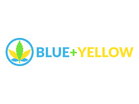 Blue + Yellow Canada mail order cannabis coupon code logo marijuana online.