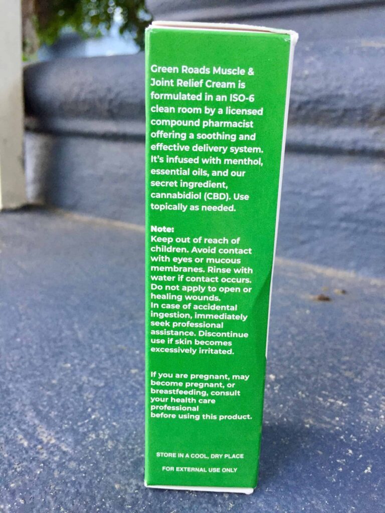 Green Roads Review - Muscle Jioint Relief CBD Cream - Specifications