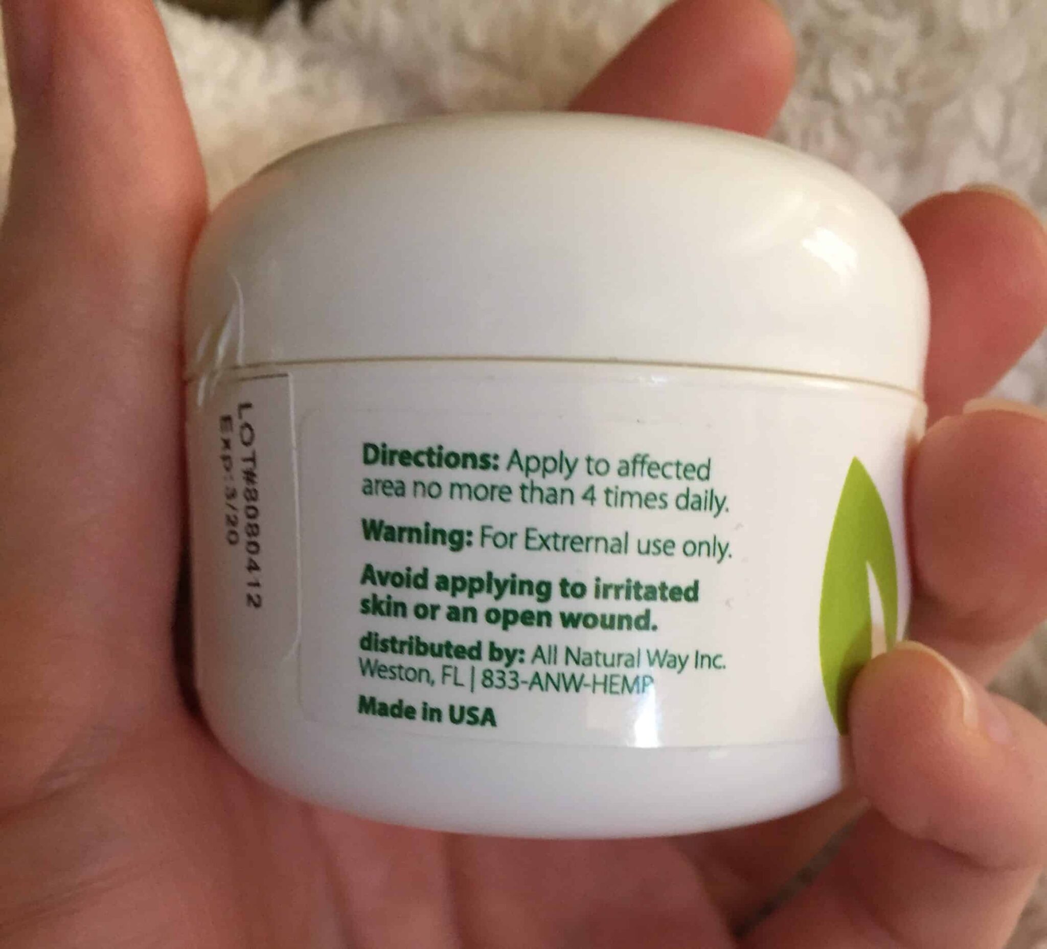 CBD Review All Natural Way CBD Pain Relief Cream 500 MG SOC