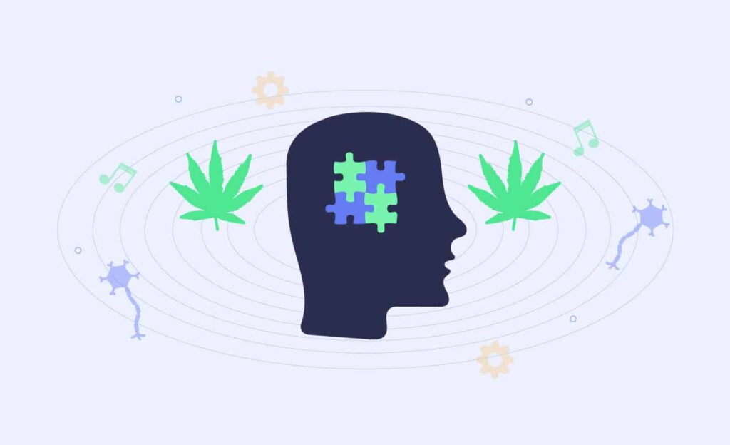 Understanding Marijuana For Autism 1 Head With Autism Symbol And Marijuana Leaves