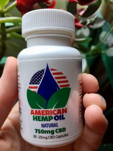 bottle of American Hemp Oil CBD Oil Gel Caps