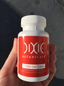 bottle of Dixie Botanicals CBD Gel Caps