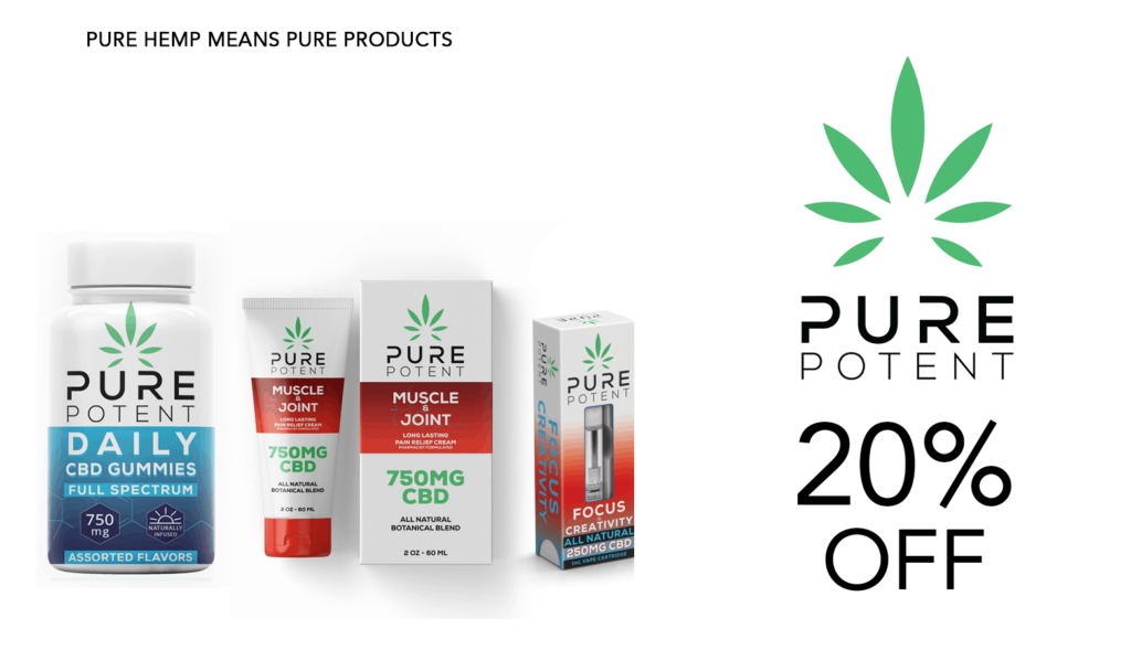 20% Site-Wide Discount Pure Potent Coupon! Pure Hemp, Pure Products. 1 Pure Potent Cbd Coupon Code Discount Website