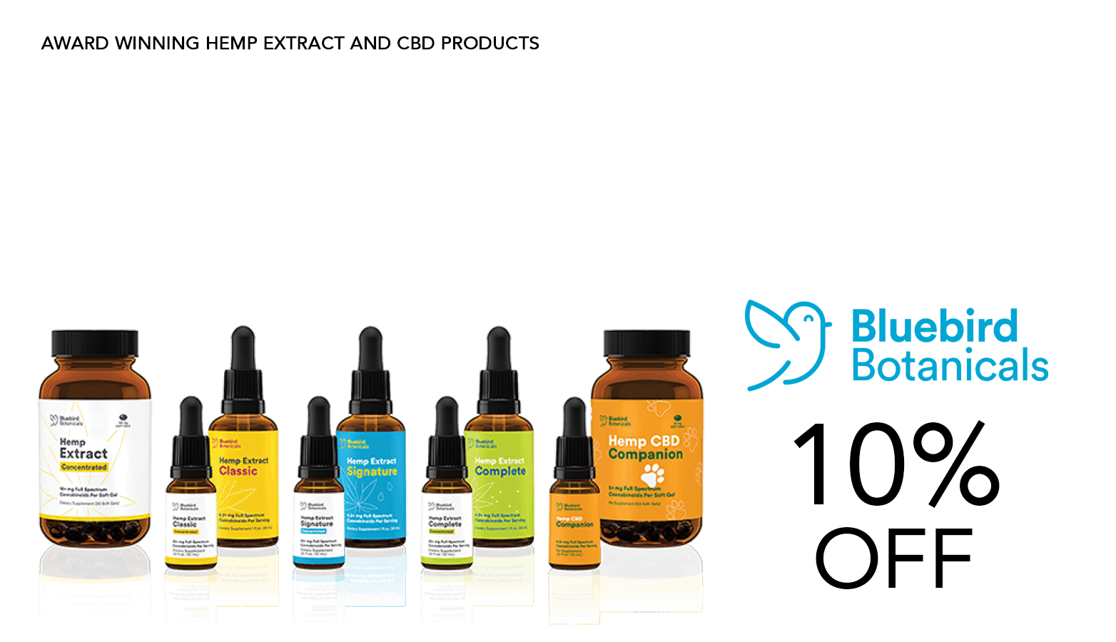 Bluebird Botanicals CBD Coupon Code 10 Percent Off Discount