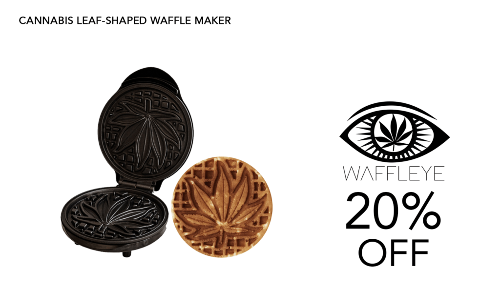 20% Off At Waffleye! The First Cannabis Themed Waffle Maker. 1 Waffleye Cannabis Cooking Equipment Coupon Code Offer Website