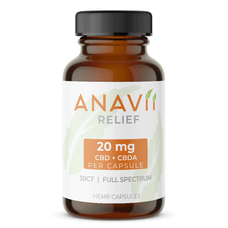 Anavii Market CBD Coupon Anavii Relief Capsules 20 mg of Full Spectrum CBD