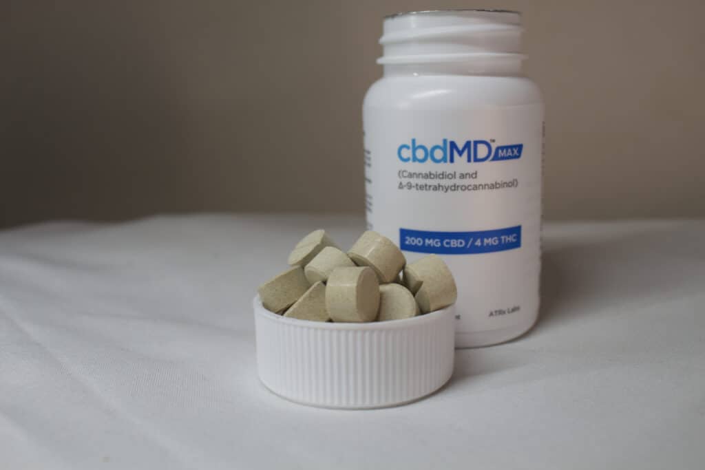 cbdMD MAX Review - Wide with Pills - Save On Cannabis