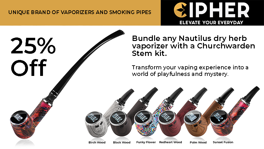 Black Friday 25% Off Nautilus Sherlock-Style Dry Herb Vaporizer And Churchwarden Stem Kit! - Image - Soc Cipher Nautilus Churchwarden Stem Kit 25Off